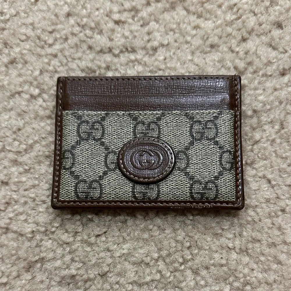 Gucci 678002 GG Supreme Business Card Holder Brown and Gray Monogram - Picture 2 of 8